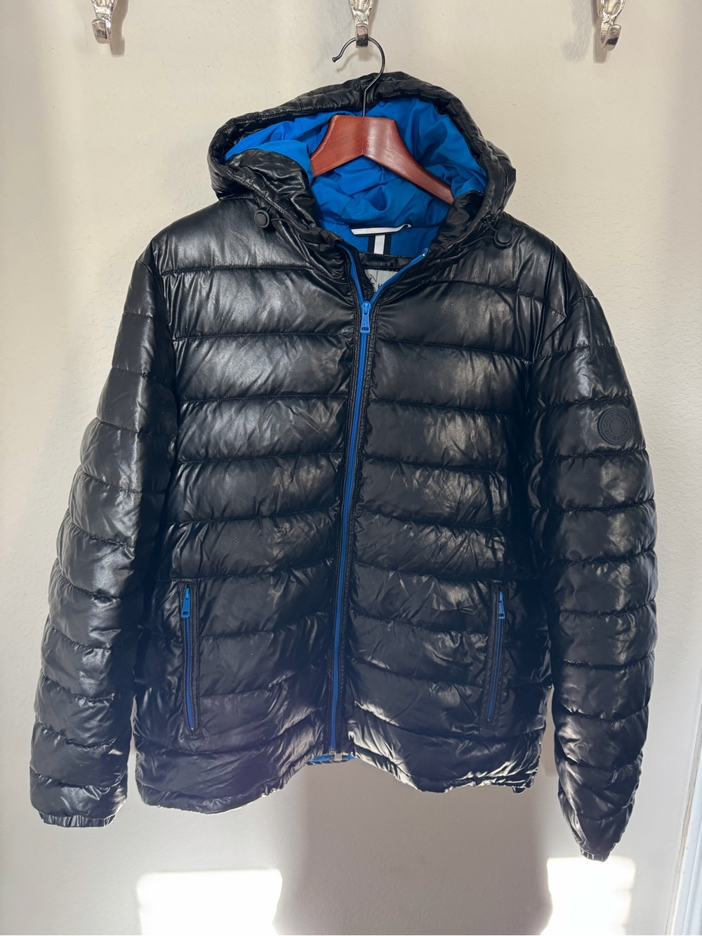 Cole Haan Signature Men's Black Blue Puffer Coat Large
